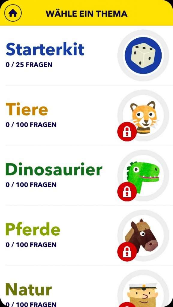 Fiete Quiztime Menü Thmenwahl