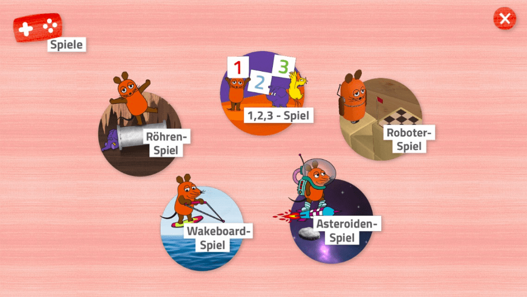 Die Maus App: Spielauswahl