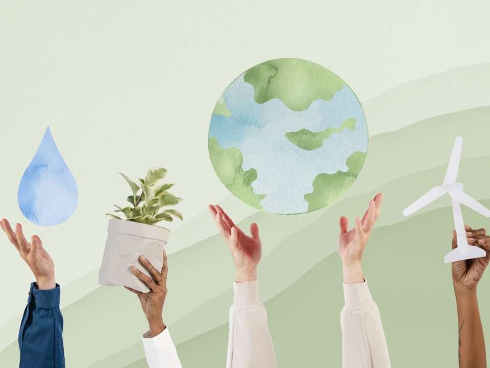 hand presenting earth sustainable environment remix