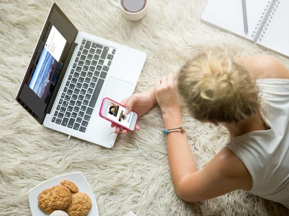 teenage girl browsing social media