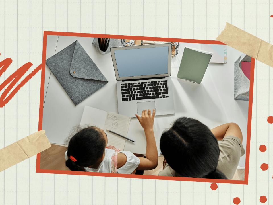 Videospiele als Lernplattform: Wie Wagotabi das Erlernen der japanischen Sprache vereinfacht 4 Ein Kind und ein Erwachsener sitzen gemeinsam an einem Tisch und arbeiten an einem Laptop. Neben dem Laptop liegen ein Notizbuch, ein Bleistift und eine graue Dokumententasche. Die Szene symbolisiert gemeinsames Lernen und zeigt, wie digitale Bildungsplattformen wie Wagotabi genutzt werden können, um Sprachkenntnisse und kulturelles Wissen spielerisch zu vermitteln.